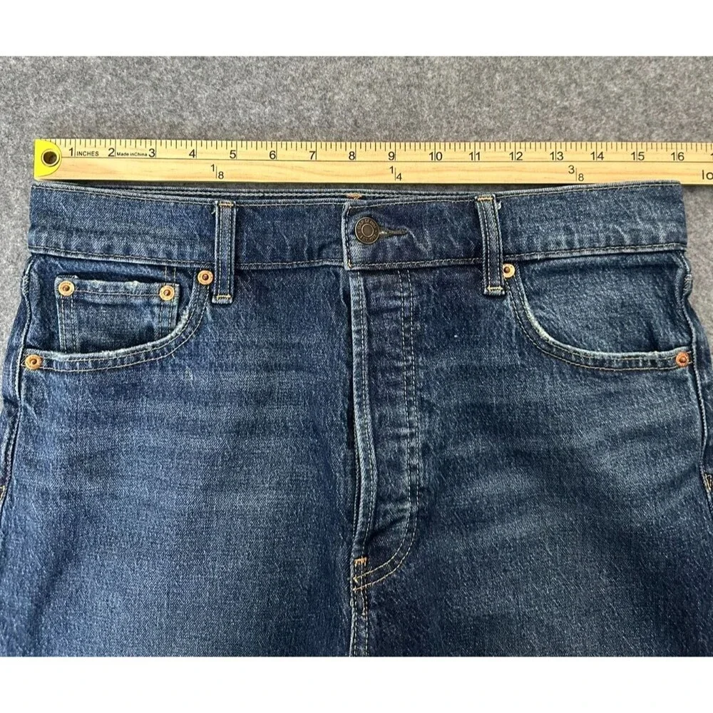 GAP Cheeky Straight High Rise Cropped Jeans 10R/31 Dark Wash Raw Hem Button Fly - Picture 6 of 13